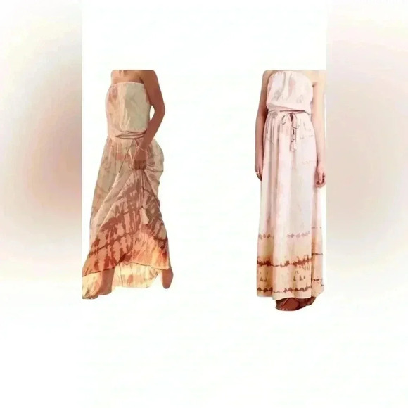 NWT Anthropologie Gypsy Creme Ombre Tie Dye Silk Strapless Maxi Dress Size S - Picture 1 of 8